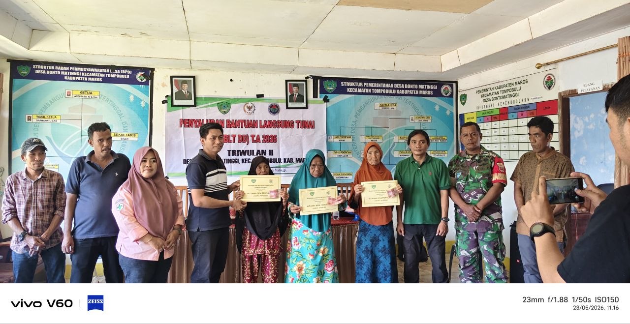 Babinsa Desa Bontomatinggi Hadiri Penyaluran BLT DD Tahap II Tahun 2026